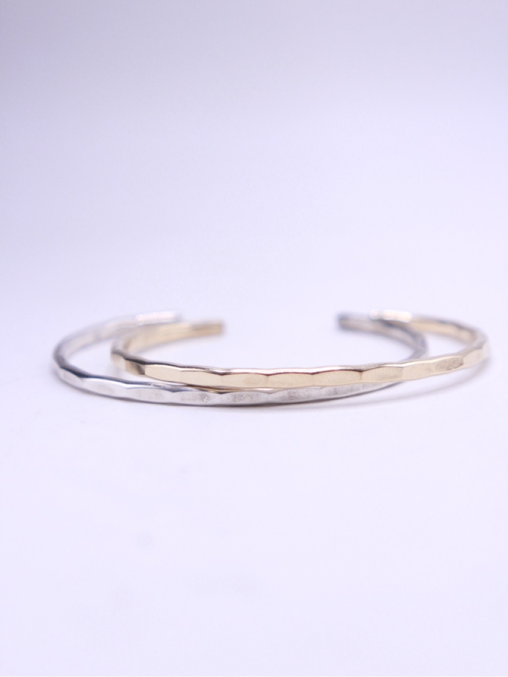 KB Gold Filled and .925 Silver Hammered Open Cuff Bracelet